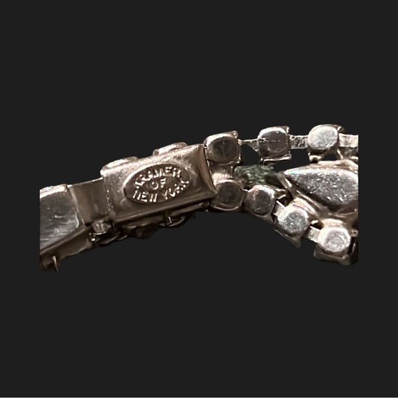 Vintage Kramer New York Signed Art Deco Rhinestone Necklace Matching Bracelet - Picture 5 of 6